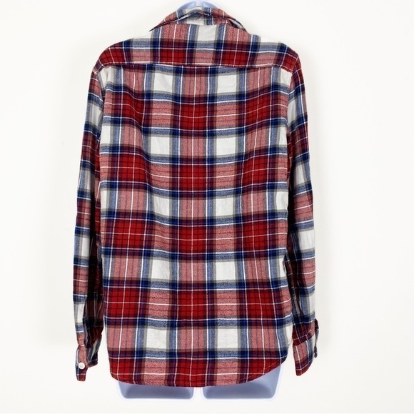 AEO AMERICAN EAGLE Red White Soft Plaid Flannel Button Up Shirt Size Small - Picture 4 of 6